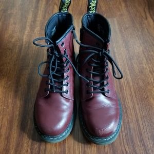 Dr. Martens Burgundy Boots Lace Up Doc's Shoes